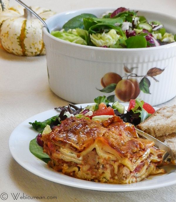 Three Cheese Lasagna with Meat Sauce #SundaySupper #FamilyDinnerTable | Webicurean